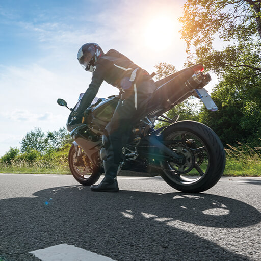 Man on a sport bike motorcycle